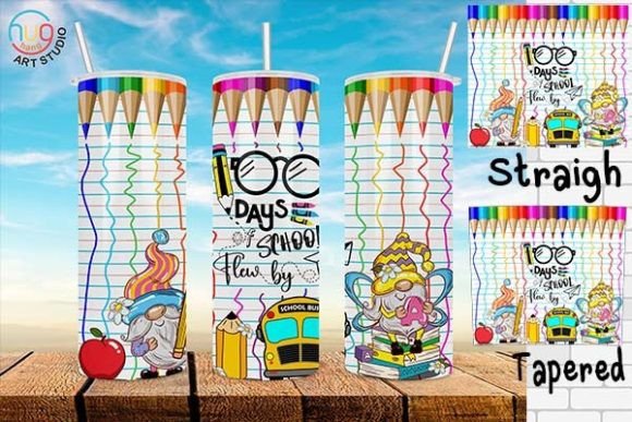 100 Days Flew By School Gnomes Tumbler Wrap Graphics