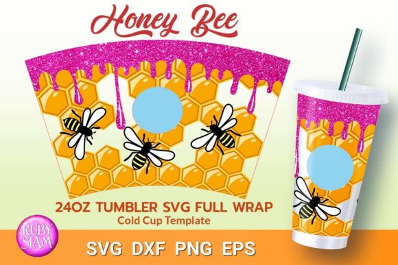 Bee and Honeycomb Graphics for Tumbler Wraps