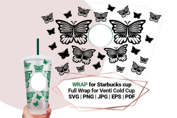 Butterfly Wrap SVG for Starbucks Cup 24: Crafts Graphics Review