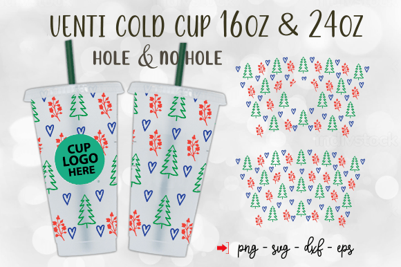 Christmas Tree Venti Cold Cup Graphics for Tumbler Wraps