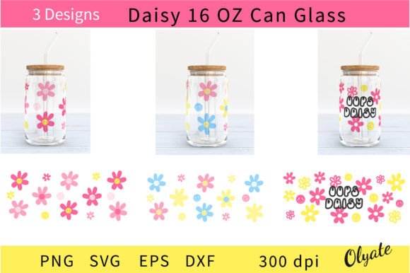 Daisy Libbey Can Glass Wrap: Hippie Can Graphics for Crafts