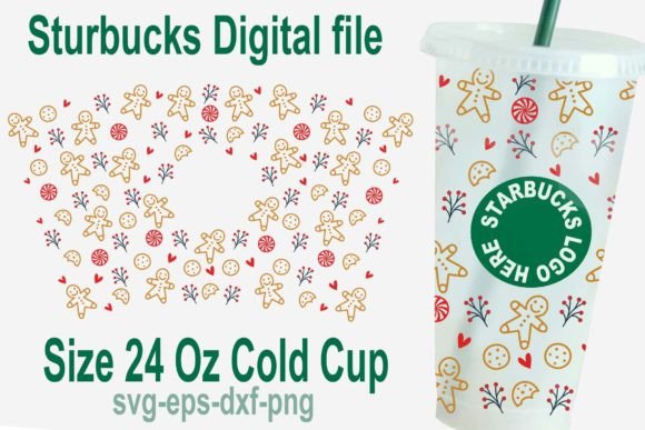 Gingerbread Man Wrap SVG, 24 Oz Cold Cup: Graphics & Crafts