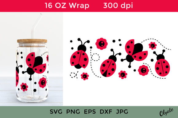Lady Bug for Libbey Can Glass 16 OZ Wrap: Graphics & Crafts