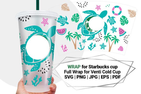 Sea Wrap SVG for Starbucks Cup: Crafts & Graphics