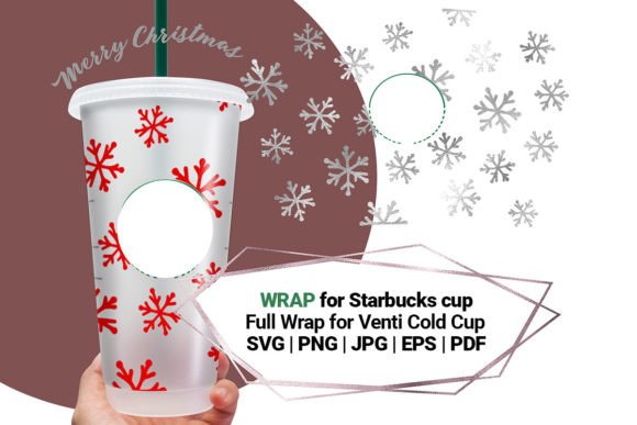 Snowflakes Wrap SVG Graphics for 24oz Crafts & Branding
